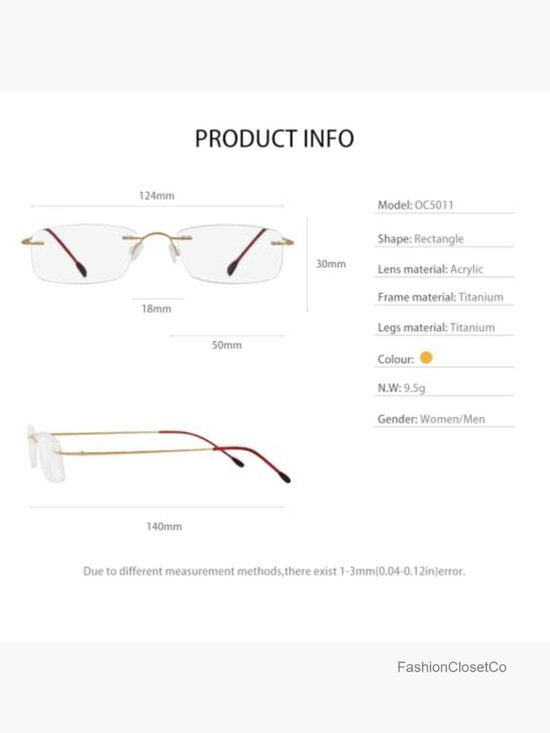 Titanium Rimless Reading Glasses Rectangular Spring Hinge Reader main image 5